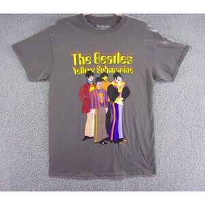 The Beatles Shirt Mens Medium Yellow Submarine Gray Short Sleeve Music Band